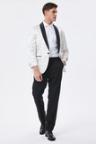 Men's Sparkly White Floral Embroidered Shawl Lapel Blazer