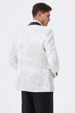 Men's Sparkly White Floral Embroidered Shawl Lapel Blazer