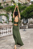 Olive  A Line Spaghetti Straps Corset Floor Length Dress with Slit