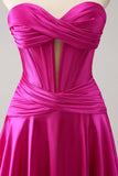 Cute Fuchsia A Line Sweetheart Criss Cross Corset Homecoming Dress with Ruffles