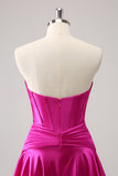 Cute Fuchsia A Line Sweetheart Criss Cross Corset Homecoming Dress with Ruffles