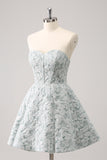 Cute Grey Green A Line Sweetheart Corset Short Homecoming Dress