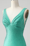 Chic Bodycon V Neck Backless Short Green Homecoming Dress with Beading