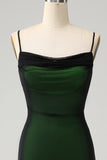 Black Green Mermaid Spaghetti Straps Chiffon Bridesmaid Dress with Lace Up Back