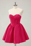 Cute A Line Sweetheart Corset Short Fuchsia Homecoming Dress