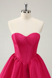 Cute A Line Sweetheart Corset Short Fuchsia Homecoming Dress