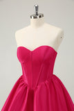 Cute A Line Sweetheart Corset Short Fuchsia Homecoming Dress