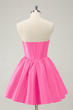 Cute A Line Sweetheart Corset Short Fuchsia Homecoming Dress