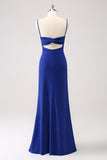 Sparkly Dark Blue Mermaid Twist Front Prom Dress with Slit