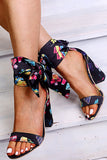 Women's Black Block Heel Casual Sandals and Beach Shoes