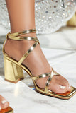 Cross Strap Block Heel Sandals Fashion Buckle Dress Party Shoes
