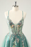 Glitter Grey Green A Line Spaghetti Straps Sequins Homecoming Dresses with Appliques