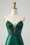 Classy Sparkly Dark Green Tight Strapless Short Homecoming Dress with Beading