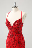 Sparkly Red Floral Tight Short Homecoming Dress with Sequins