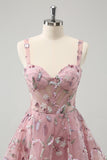 Blush A Line Spaghetti Straps Short Corset Homecoming Dress with Sequins