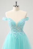 Light Green A Line Sequins Pleated Corset Off The Shoulder Short Homecoming Dress