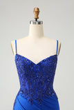 Royal Blue Glitter Beading Corset Homecoming Dress