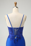 Royal Blue Glitter Beading Corset Homecoming Dress