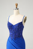 Royal Blue Glitter Beading Corset Homecoming Dress