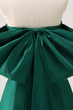 Dark Green A Line Strapless Short Homecoming Dress with Bow