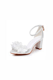 White Open Toe Ankle Strap High Heels Wedding Party Guest Shoes