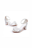 White Open Toe Ankle Strap High Heels Wedding Party Guest Shoes