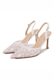 White Pointed Toe Stiletto Heeled Bridal Shoes