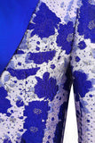 Men's Royal Blue Shawl Lapel Jacquard Prom Blazer