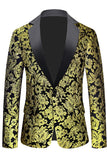 Men's Golden Notched Lapel Jacquard Blazer