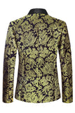 Men's Golden Notched Lapel Jacquard Blazer