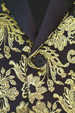 Men's Golden Notched Lapel Jacquard Blazer