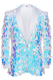 Men's Sparkly Sequins White Shawl Lapel Blazer