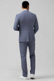 Men's Grey Blue Single Breasted Notch Lapel  Jacquard 3 Piece Wedding Suits