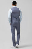 Men's Grey Blue Single Breasted Notch Lapel  Jacquard 3 Piece Wedding Suits