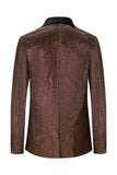 Men's Sparkly Brown One Button Shawl Lapel Blazer