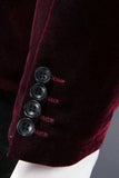 Men's Burgundy Velvet Single Breasted Blazer