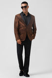 Men's Brown Shawl Lapel One Button Prom Blazer