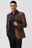 Men's Brown Shawl Lapel One Button Prom Blazer