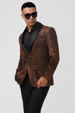 Men's Brown Shawl Lapel One Button Prom Blazer