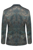 Men's Dark Blue Jacquard Shawl Lapel Prom Blazer