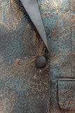 Men's Dark Blue Jacquard Shawl Lapel Prom Blazer