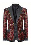 Men's Sparkly Red Sequins Shawl Lapel Party Blazer