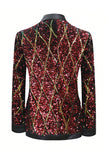 Men's Sparkly Red Sequins Shawl Lapel Party Blazer