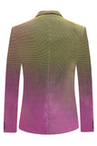 Men's Purple Yellow Notched Lapel Prom Blazer