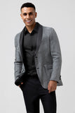 Men's Grey Shawl Lapel Single Breasted Prom Blazer