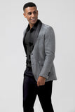 Men's Grey Shawl Lapel Single Breasted Prom Blazer