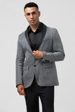 Men's Grey Shawl Lapel Single Breasted Prom Blazer