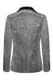 Men's Glitter Grey Shawl Lapel Prom Blazer