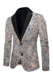 Men's Leopard Printed Notched Lapel Blazer