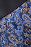 Men's Navy Shawl Lapel One Button Jacquard Prom Blazer